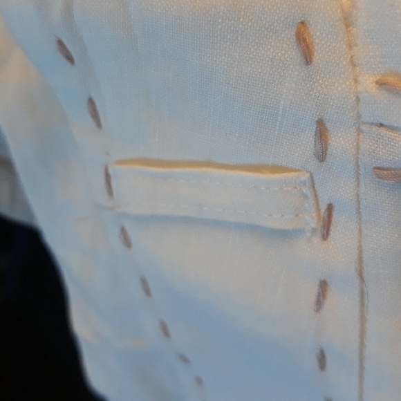 NWT A-Line Off-White Mid-Calf Skirt with Khaki Stitching. Fully- Lined. 2 sizes - Picture 7 of 9